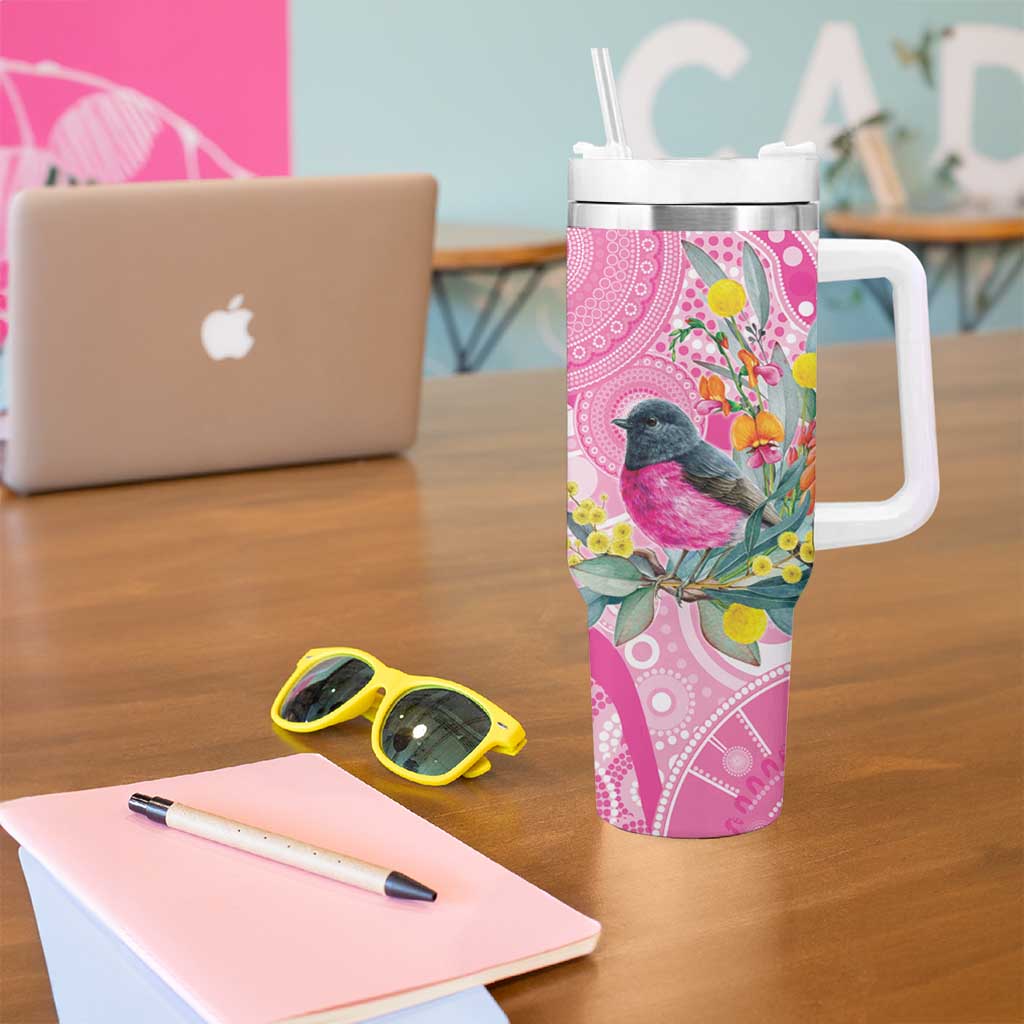 Pink Robin Aboriginal Inspired Tumbler With Handle - Aussie Hoodie