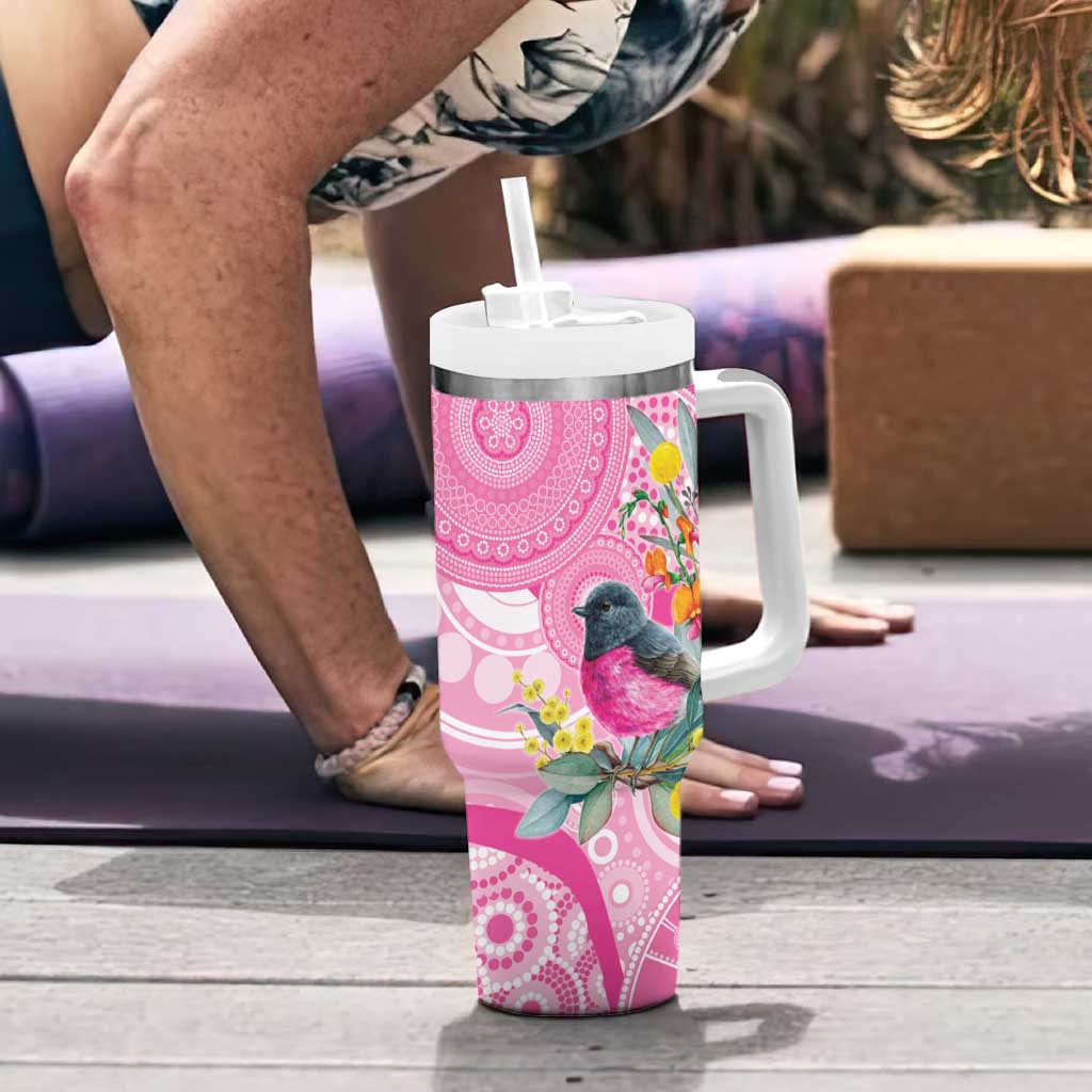 Pink Robin Aboriginal Inspired Tumbler With Handle - Aussie Hoodie