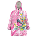 Pink Robin Aboriginal Inspired Wearable Blanket Hoodie - Aussie Hoodie