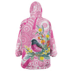 Pink Robin Aboriginal Inspired Wearable Blanket Hoodie - Aussie Hoodie