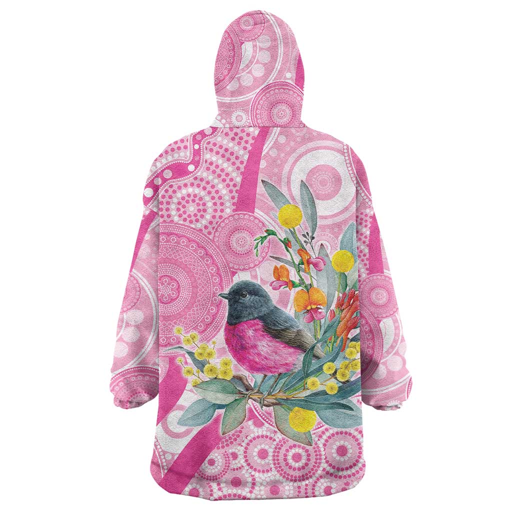 Pink Robin Aboriginal Inspired Wearable Blanket Hoodie - Aussie Hoodie