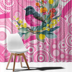 Pink Robin Aboriginal Inspired Window Curtain - Aussie Hoodie