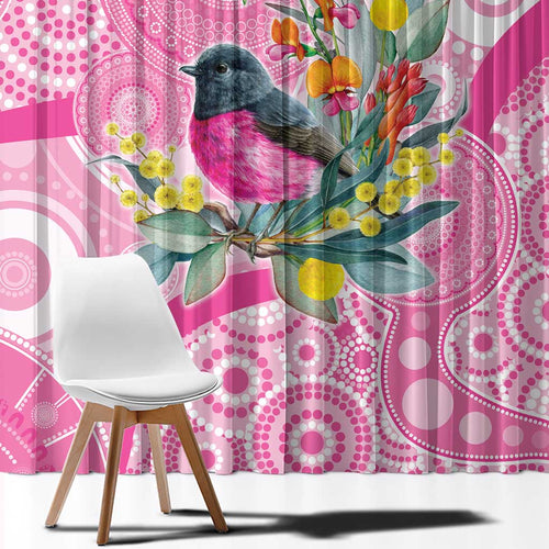 Pink Robin Aboriginal Inspired Window Curtain - Aussie Hoodie