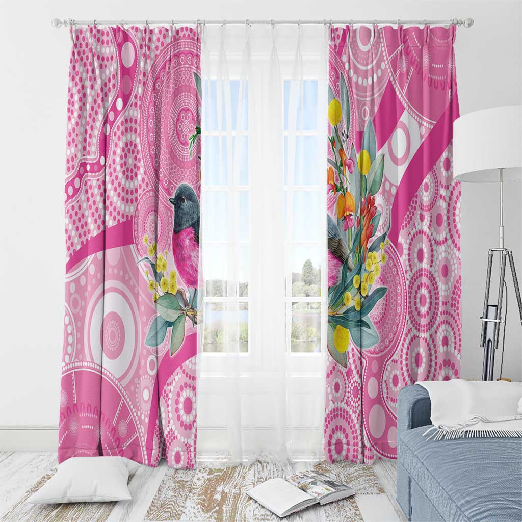Pink Robin Aboriginal Inspired Window Curtain - Aussie Hoodie