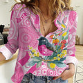 Pink Robin Aboriginal Inspired Women Casual Shirt - Aussie Hoodie