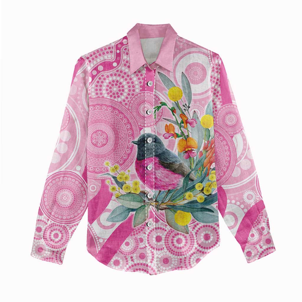 Pink Robin Aboriginal Inspired Women Casual Shirt - Aussie Hoodie