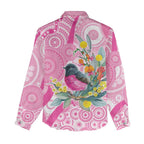 Pink Robin Aboriginal Inspired Women Casual Shirt - Aussie Hoodie