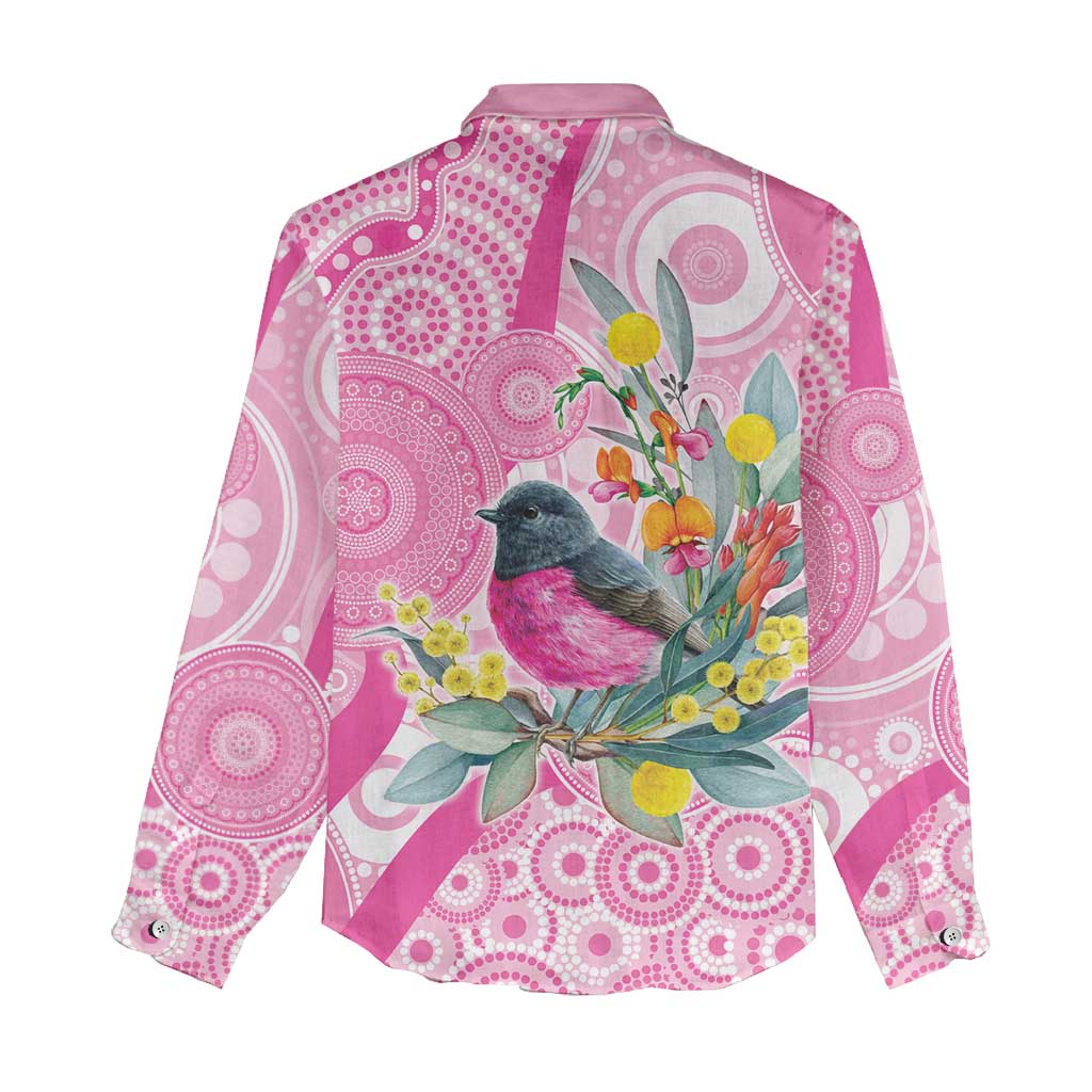 Pink Robin Aboriginal Inspired Women Casual Shirt - Aussie Hoodie