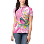 Pink Robin Aboriginal Inspired Women Polo Shirt - Aussie Hoodie