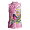 Pink Robin Aboriginal Inspired Women Sleeveless Polo Shirt - Aussie Hoodie