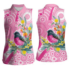Pink Robin Aboriginal Inspired Women Sleeveless Polo Shirt - Aussie Hoodie