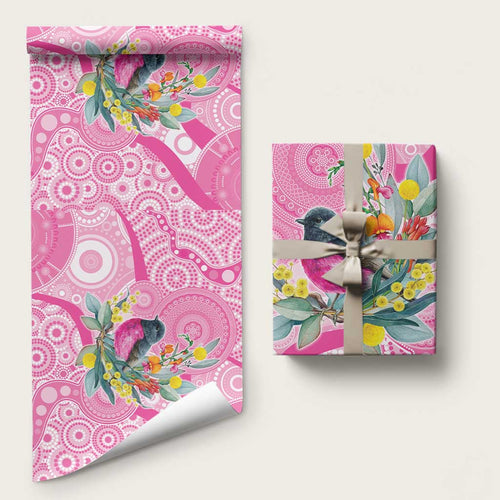 Pink Robin Aboriginal Inspired Wrapping Paper Aboriginal Inspired Christmas - Aussie Hoodie