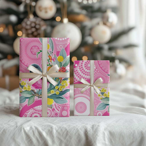Pink Robin Aboriginal Inspired Wrapping Paper Aboriginal Inspired Christmas - Aussie Hoodie