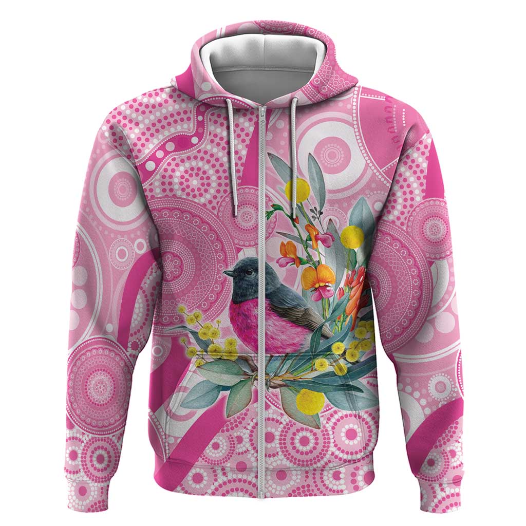 Pink Robin Aboriginal Inspired Zip Hoodie - Aussie Hoodie