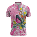 Pink Robin Aboriginal Inspired Zipper Polo Shirt - Aussie Hoodie