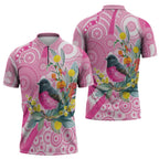 Pink Robin Aboriginal Inspired Zipper Polo Shirt - Aussie Hoodie