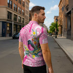 Pink Robin Aboriginal Inspired Zipper Polo Shirt - Aussie Hoodie