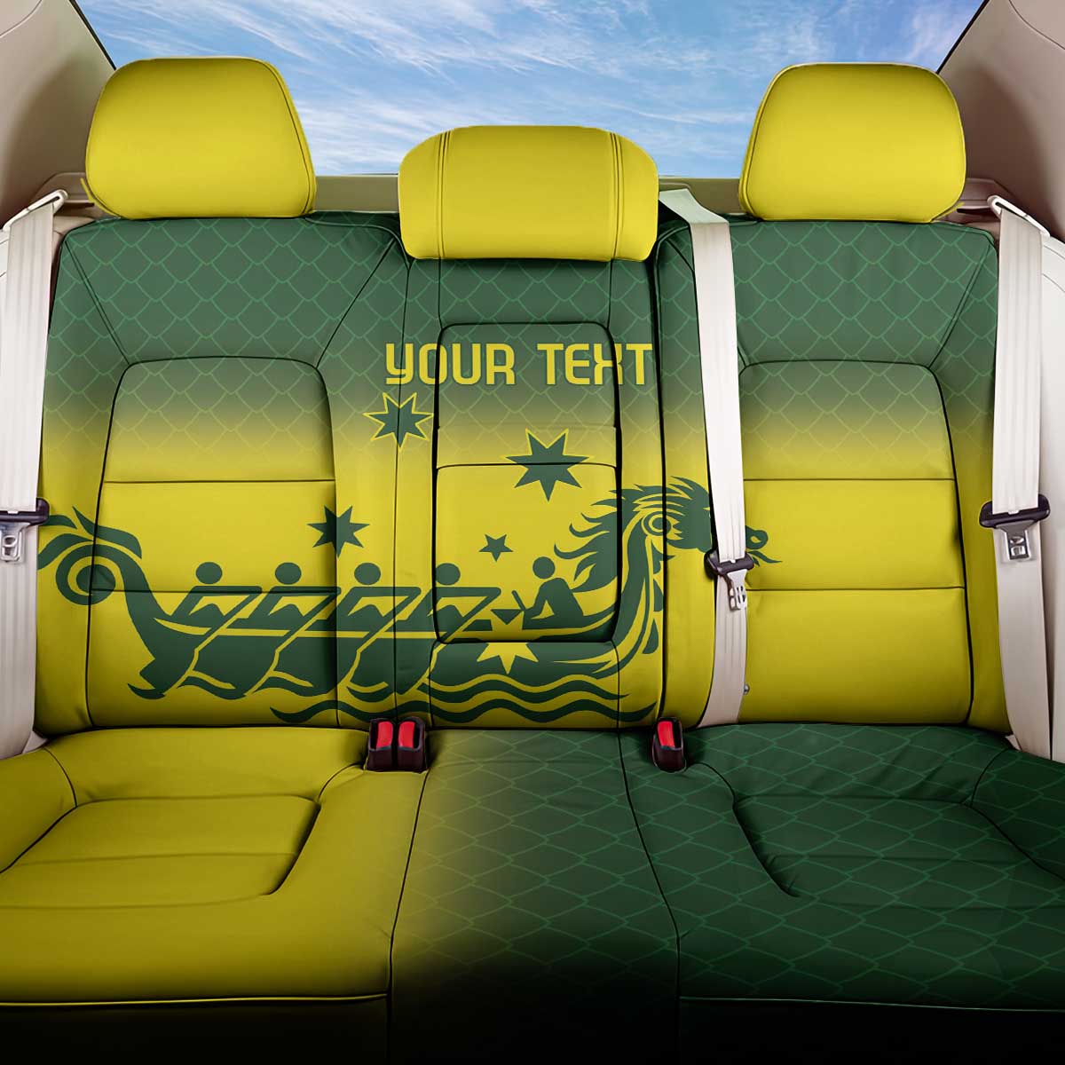 Personalised Dragons Boat Aussie Paddles Up! Back Car Seat Cover