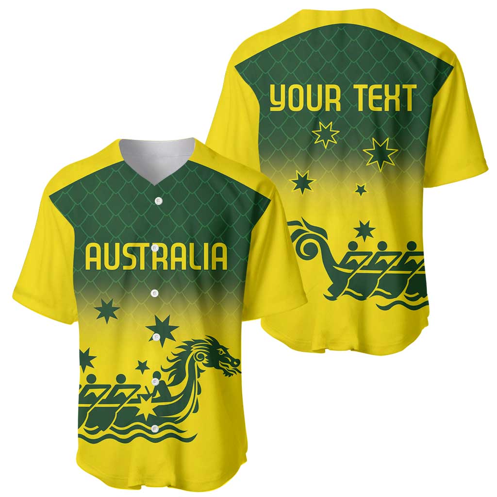 Personalised Dragons Boat Aussie Paddles Up! Baseball Jersey