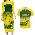 Personalised Dragons Boat Aussie Paddles Up! Couples Matching Long Sleeve Bodycon Dress and Hawaiian Shirt