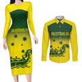 Personalised Dragons Boat Aussie Paddles Up! Couples Matching Long Sleeve Bodycon Dress and Long Sleeve Button Shirt
