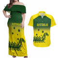 Personalised Dragons Boat Aussie Paddles Up! Couples Matching Off Shoulder Maxi Dress and Hawaiian Shirt
