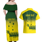 Personalised Dragons Boat Aussie Paddles Up! Couples Matching Off Shoulder Maxi Dress and Hawaiian Shirt