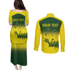 Personalised Dragons Boat Aussie Paddles Up! Couples Matching Puletasi and Long Sleeve Button Shirt