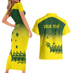 Personalised Dragons Boat Aussie Paddles Up! Couples Matching Short Sleeve Bodycon Dress and Hawaiian Shirt