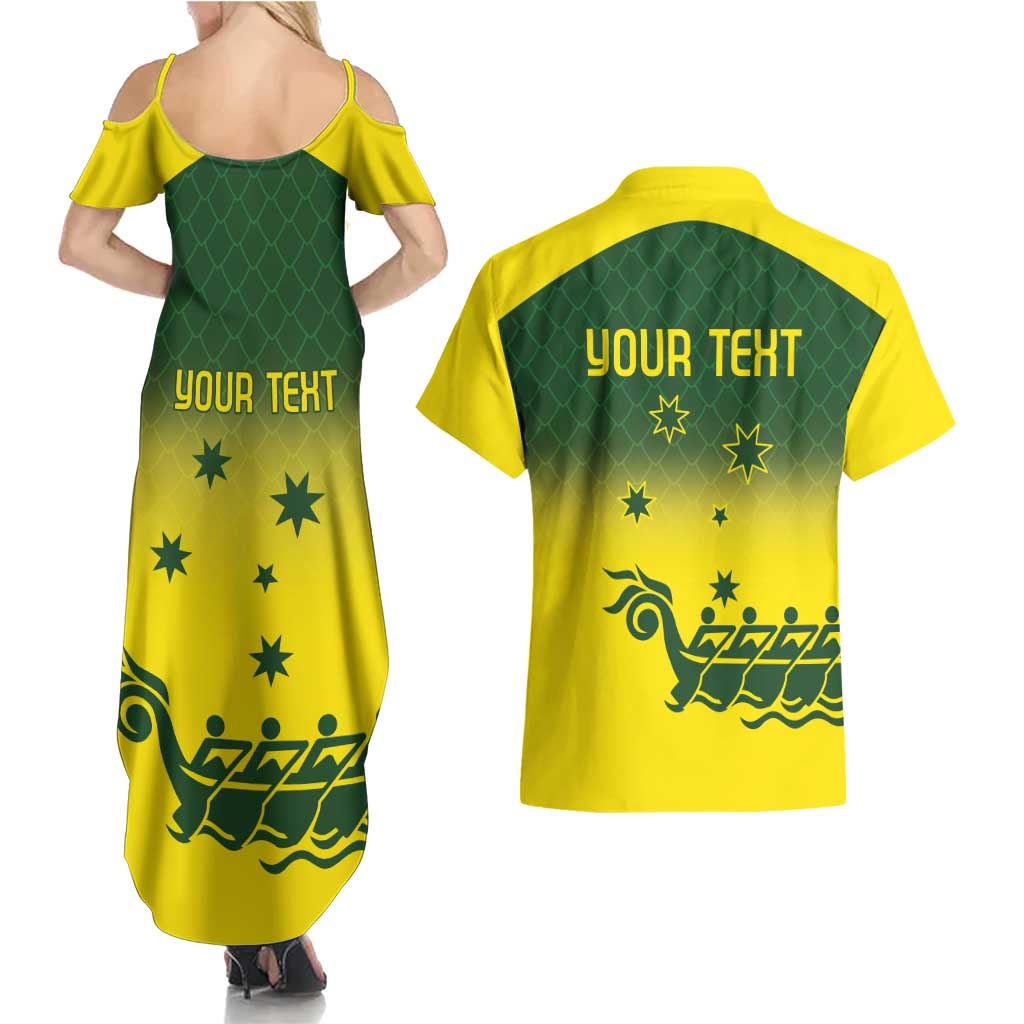 Personalised Dragons Boat Aussie Paddles Up! Couples Matching Summer Maxi Dress and Hawaiian Shirt