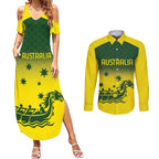 Personalised Dragons Boat Aussie Paddles Up! Couples Matching Summer Maxi Dress and Long Sleeve Button Shirt