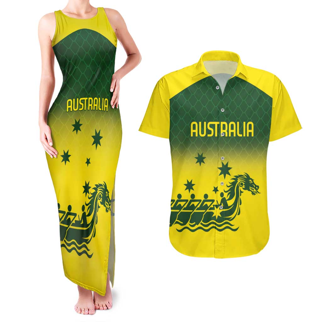 Personalised Dragons Boat Aussie Paddles Up! Couples Matching Tank Maxi Dress and Hawaiian Shirt