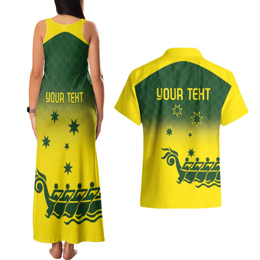 Personalised Dragons Boat Aussie Paddles Up! Couples Matching Tank Maxi Dress and Hawaiian Shirt