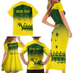 Personalised Dragons Boat Aussie Paddles Up! Family Matching Short Sleeve Bodycon Dress and Hawaiian Shirt