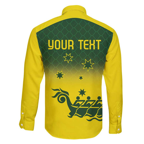 Personalised Dragons Boat Aussie Paddles Up! Family Matching Short Sleeve Bodycon Dress and Hawaiian Shirt