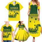 Personalised Dragons Boat Aussie Paddles Up! Family Matching Summer Maxi Dress and Hawaiian Shirt