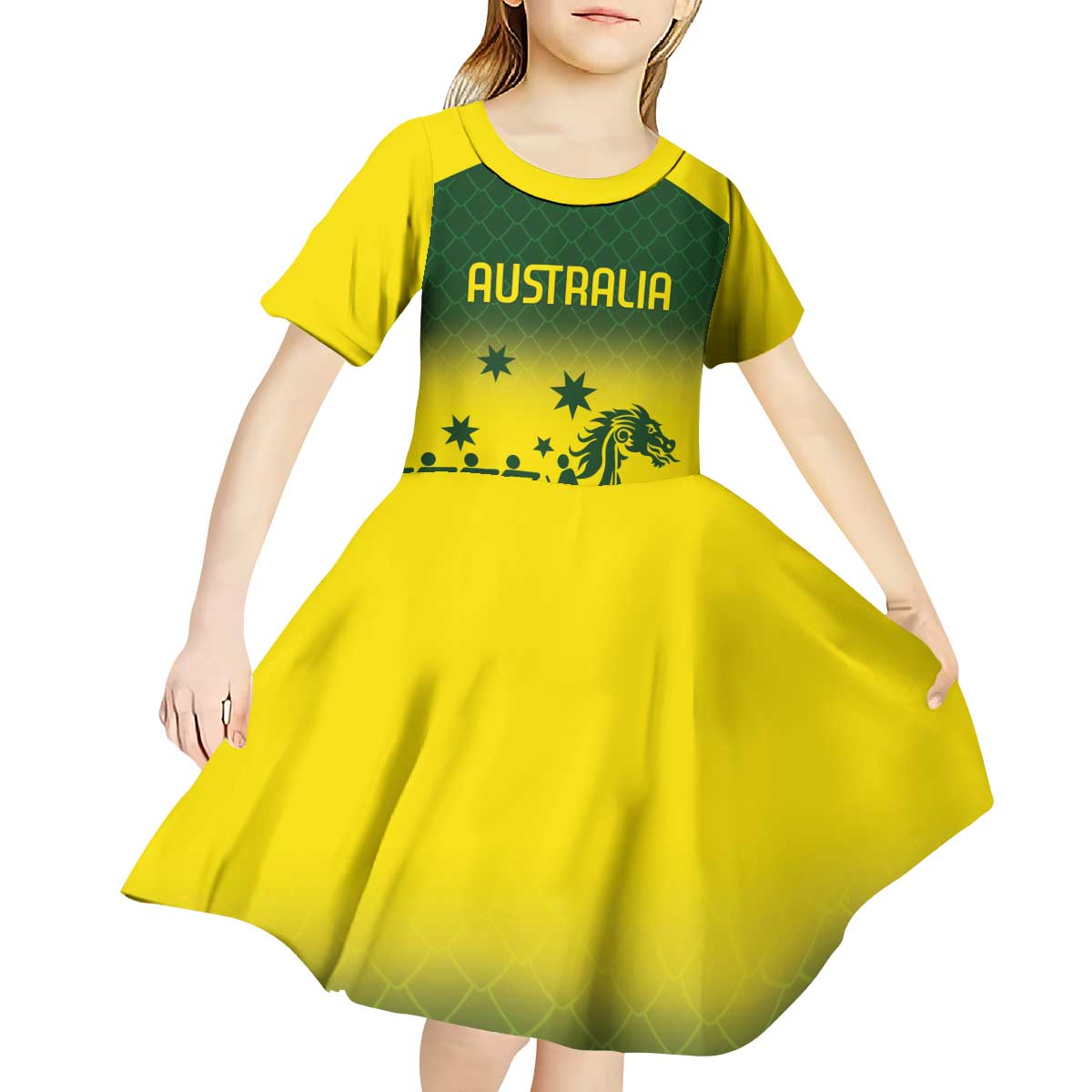 Personalised Dragons Boat Aussie Paddles Up! Kid Short Sleeve Dress