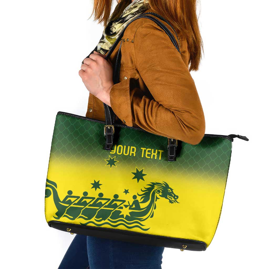 Personalised Dragons Boat Aussie Paddles Up! Leather Tote Bag