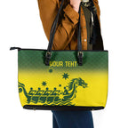Personalised Dragons Boat Aussie Paddles Up! Leather Tote Bag