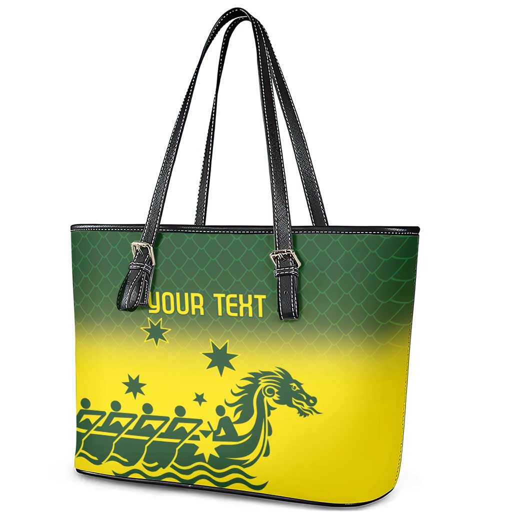 Personalised Dragons Boat Aussie Paddles Up! Leather Tote Bag