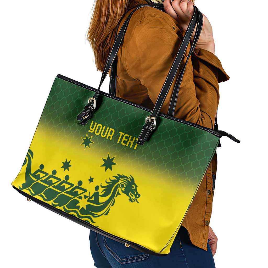 Personalised Dragons Boat Aussie Paddles Up! Leather Tote Bag