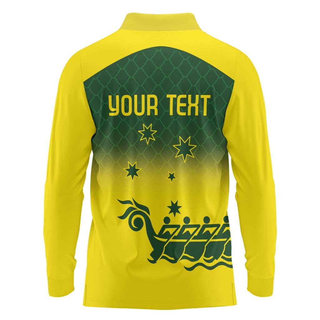 Personalised Dragons Boat Aussie Paddles Up! Long Sleeve Polo Shirt