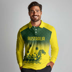 Personalised Dragons Boat Aussie Paddles Up! Long Sleeve Polo Shirt