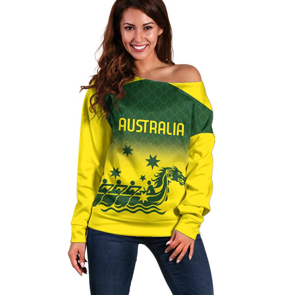 Personalised Dragons Boat Aussie Paddles Up! Off Shoulder Sweater