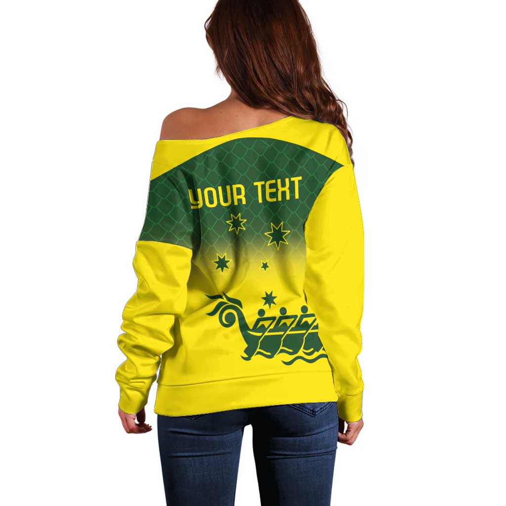 Personalised Dragons Boat Aussie Paddles Up! Off Shoulder Sweater