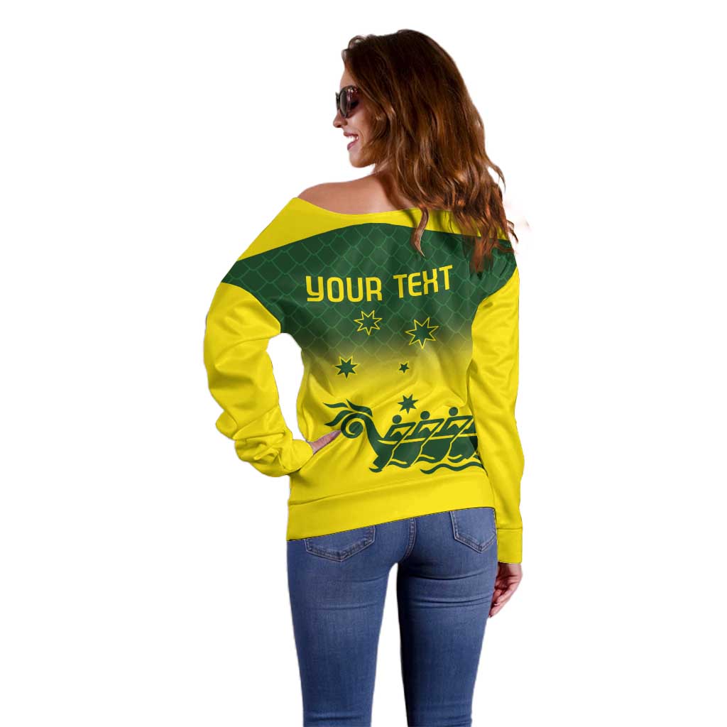 Personalised Dragons Boat Aussie Paddles Up! Off Shoulder Sweater