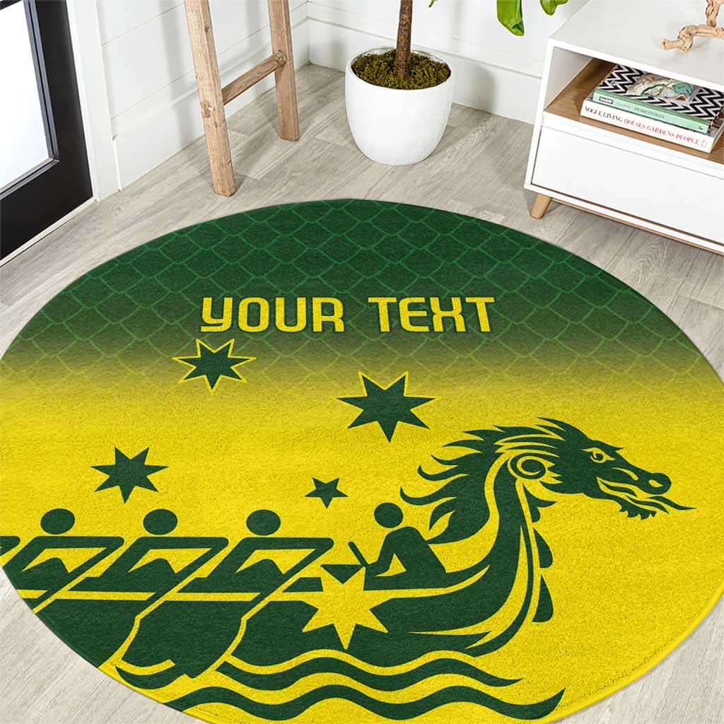 Personalised Dragons Boat Aussie Paddles Up! Round Carpet