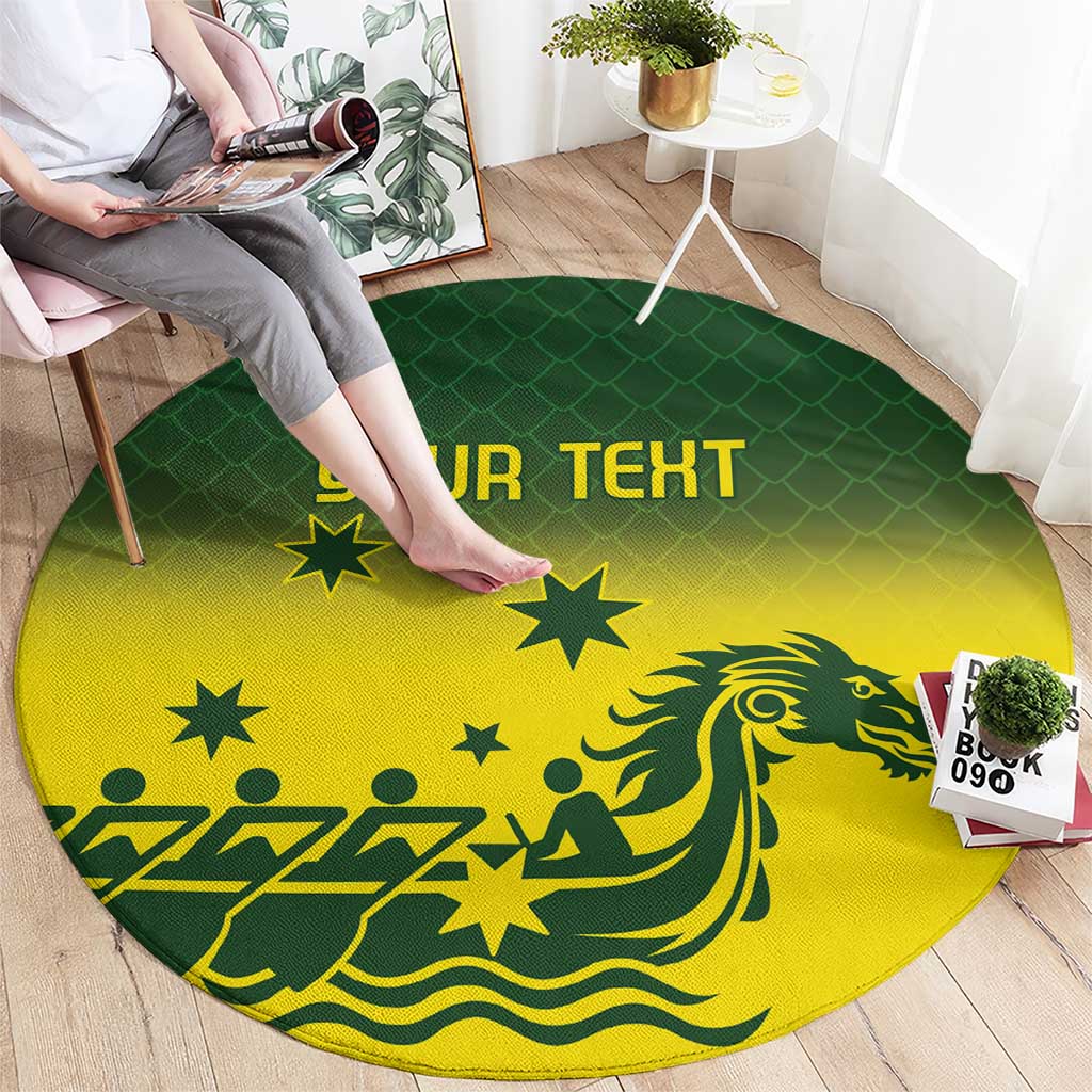 Personalised Dragons Boat Aussie Paddles Up! Round Carpet