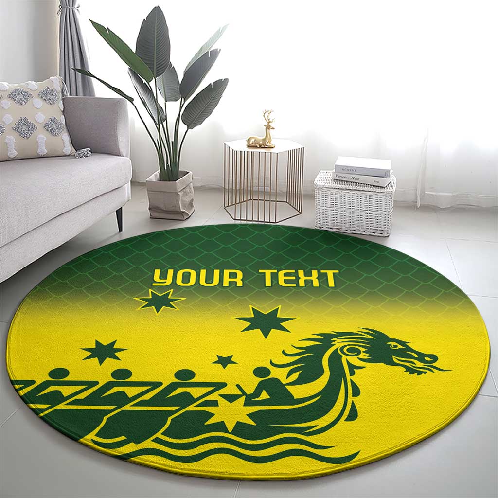 Personalised Dragons Boat Aussie Paddles Up! Round Carpet