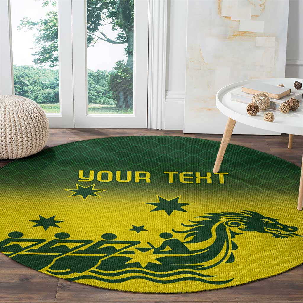 Personalised Dragons Boat Aussie Paddles Up! Round Carpet